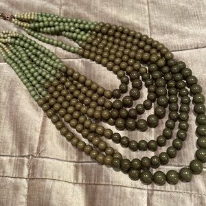 Green Shades Layered Statement Necklace Luxury Boho